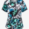 Cherokee Genuine Brushy Botanicals Floral Women's 2-Pocket STRETCH V-Neck Print Scrub Top