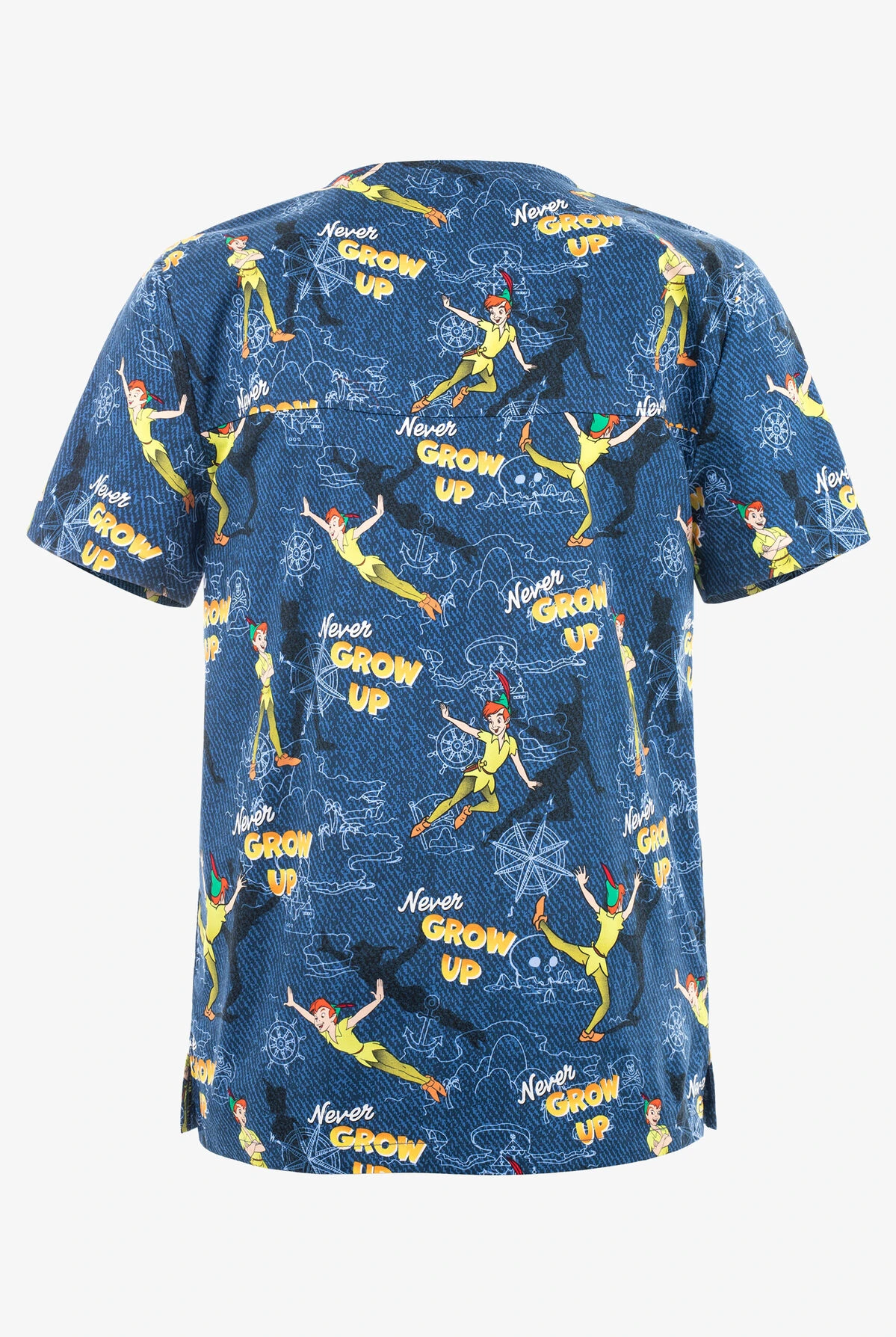 Cherokee Tooniforms Disney's Peter Pan Come With Me Unisex 2-Pocket STRETCH V-Neck Print Scrub Top 2 Cherokee Tooniforms Disney's Peter Pan Come With Me Unisex 2-Pocket STRETCH V-Neck Print Scrub Top - Image 2