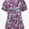 Cherokee Tooniforms Dreamworks Trollstopia Women's 3-Pocket STRETCH V-Neck Print Scrub Top
