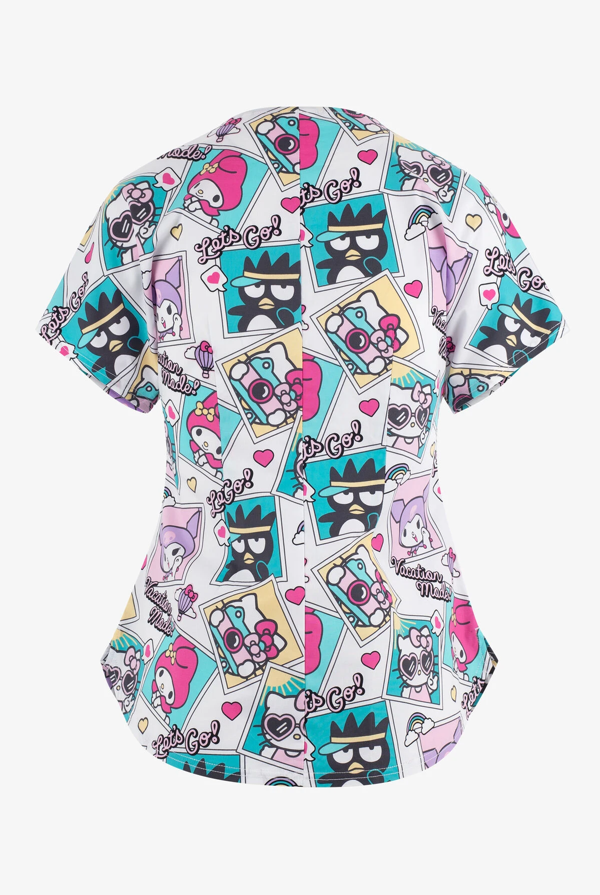 Cherokee Tooniforms Let's Go Hello Kitty Women's 2-Pocket STRETCH Notch Neck Print Scrub Top 2 Cherokee Tooniforms Let's Go Hello Kitty Women's 2-Pocket STRETCH Notch Neck Print Scrub Top - Image 2