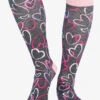 Cherokee Sketch Hearts Women's 10-15 MmHg Light Compression Socks