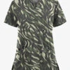 UA Butter-Soft STRETCH Zebra Camo Pewter Women's 2-Pocket V-Neck Printed Scrub Top