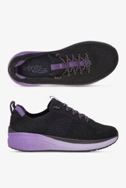 Infinity By Cherokee Women's Everon Knit Black/Purple Surge Athletic Lace Up Nursing Shoes