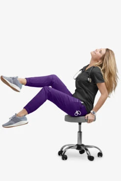 UA Flex2 Women's 7-Pocket Jogger Scrub Pants - Petite -Cherokee Shop F2475 GRAPE 6