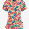 French Bull By Koi Bora Bora Floral Women's 2-Pocket STRETCH V-Neck Print Scrub Top