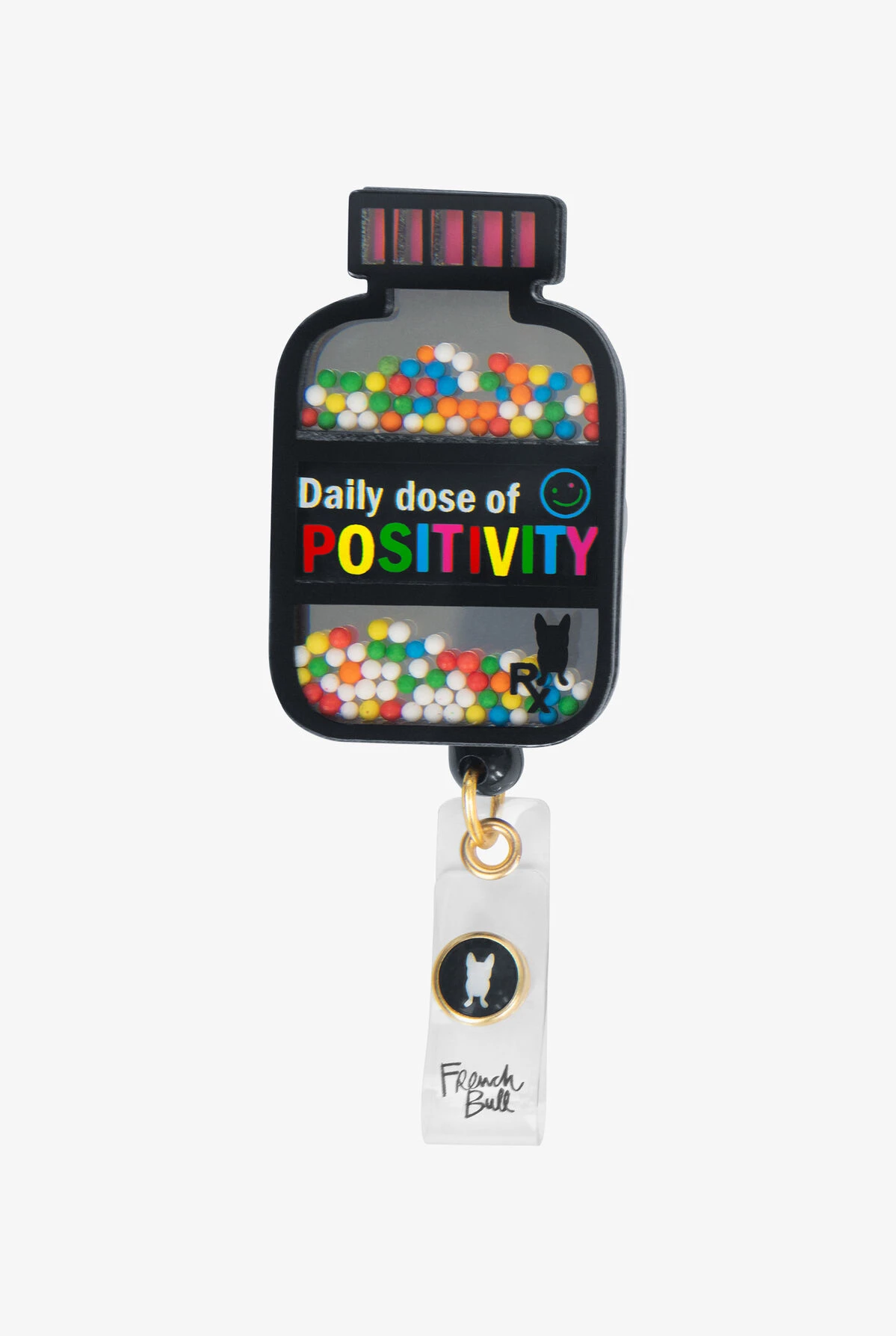 French Bull By Koi Pill Bottle Shaker ID Badge Holder 1 French Bull By Koi Pill Bottle Shaker ID Badge Holder