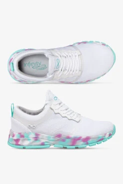 Infinity By Cherokee Women's Fly White/Mulberry Mint Camo Athletic Lace Up Nursing Shoes