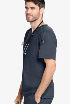 Grey's Anatomy™ By Barco Men's 2-Pocket Tuck In Crossover V-Neck Scrub Top -Cherokee Shop GA091 STEEL 3