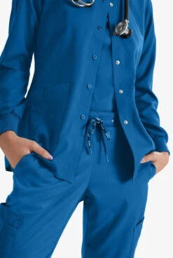 Grey's Anatomy™ By Barco Women's 4-Pocket Round Neck Warm-Up Scrub Jacket -Cherokee Shop GA4450 ROYAL 3