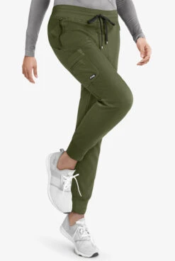 Grey's Anatomy™ By Barco Spandex STRETCH Eden Women's 5-Pocket Cargo Jogger Scrub Pants -Cherokee Shop GRS537 OLIVE 4