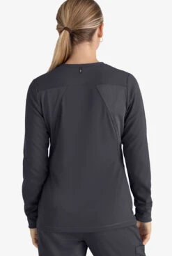 Grey's Anatomy™ By Barco Spandex STRETCH Gianna Women's 5-Pocket Zip Front Scrub Jacket -Cherokee Shop GRS873 STEEL 4