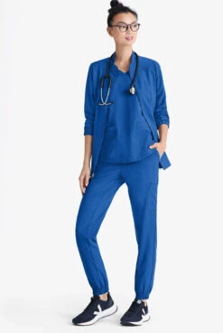 Grey's Anatomy By Barco Evolve STRETCH Virtue Women's 3-Pocket Zip Front Scrub Jacket -Cherokee Shop GSS886 092623 ROYAL 4