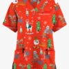 Butter-Soft Originals Christmas Hanukkah Kwanzaa 2-Pocket Classic Fit V-Neck Printed Scrub Top