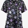 Butter-Soft Originals Winter Nights Black Printed Women's 2-Pocket Classic Fit V-Neck Scrub Top