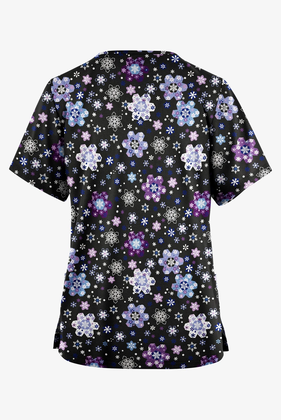 Butter-Soft Originals Winter Nights Black Printed Women's 2-Pocket Classic Fit V-Neck Scrub Top 2 Butter-Soft Originals Winter Nights Black Printed Women's 2-Pocket Classic Fit V-Neck Scrub Top - Image 2