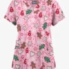 Butter-Soft Originals Baking For Santa Blush Women's 6-Pocket Scallop Neck Printed Scrub Top