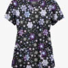 Butter-Soft Originals Winter Nights Black Printed Women's 6-Pocket Scallop Neck Scrub Top