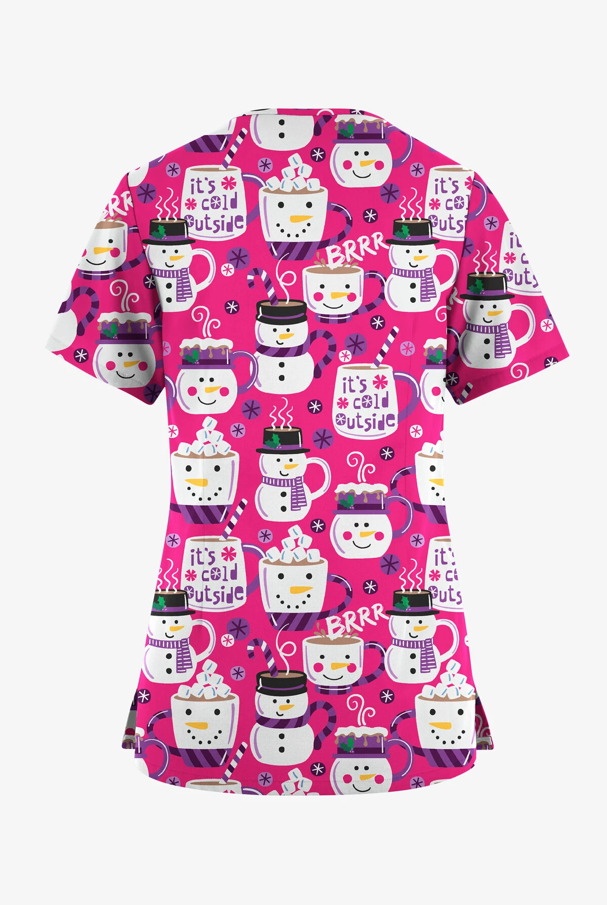 Butter-Soft Originals Morning Treats Fuchsia Women's 7-Pocket Rounded V-Neck Printed Scrub Top 2 Butter-Soft Originals Morning Treats Fuchsia Women's 7-Pocket Rounded V-Neck Printed Scrub Top - Image 2