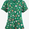 Butter-Soft Originals Baking For Santa Hunter Women's 4-Pocket Rounded V-Neck Printed Scrub Top