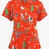 Butter-Soft Originals Chrismahanvk Wanzakah Women's 4-Pocket Rounded V-Neck Printed Scrub Top