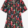 Butter-Soft Waiting For Santa Women's 3-Pocket V-Neck Print Scrub Top