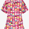 UA Easter Treats Fuchsia Women's 3-Pocket V-Neck Print Scrub Top