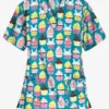 UA Easter Treats Turquoise Women's 3-Pocket V-Neck Print Scrub Top