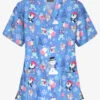 Butter-Soft Holiday Party Ceil Women's 3-Pocket V-Neck Print Scrub Top