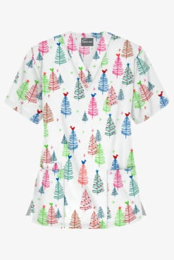 Butter-Soft Joy Forest Women's 3-Pocket V-Neck Print Scrub Top