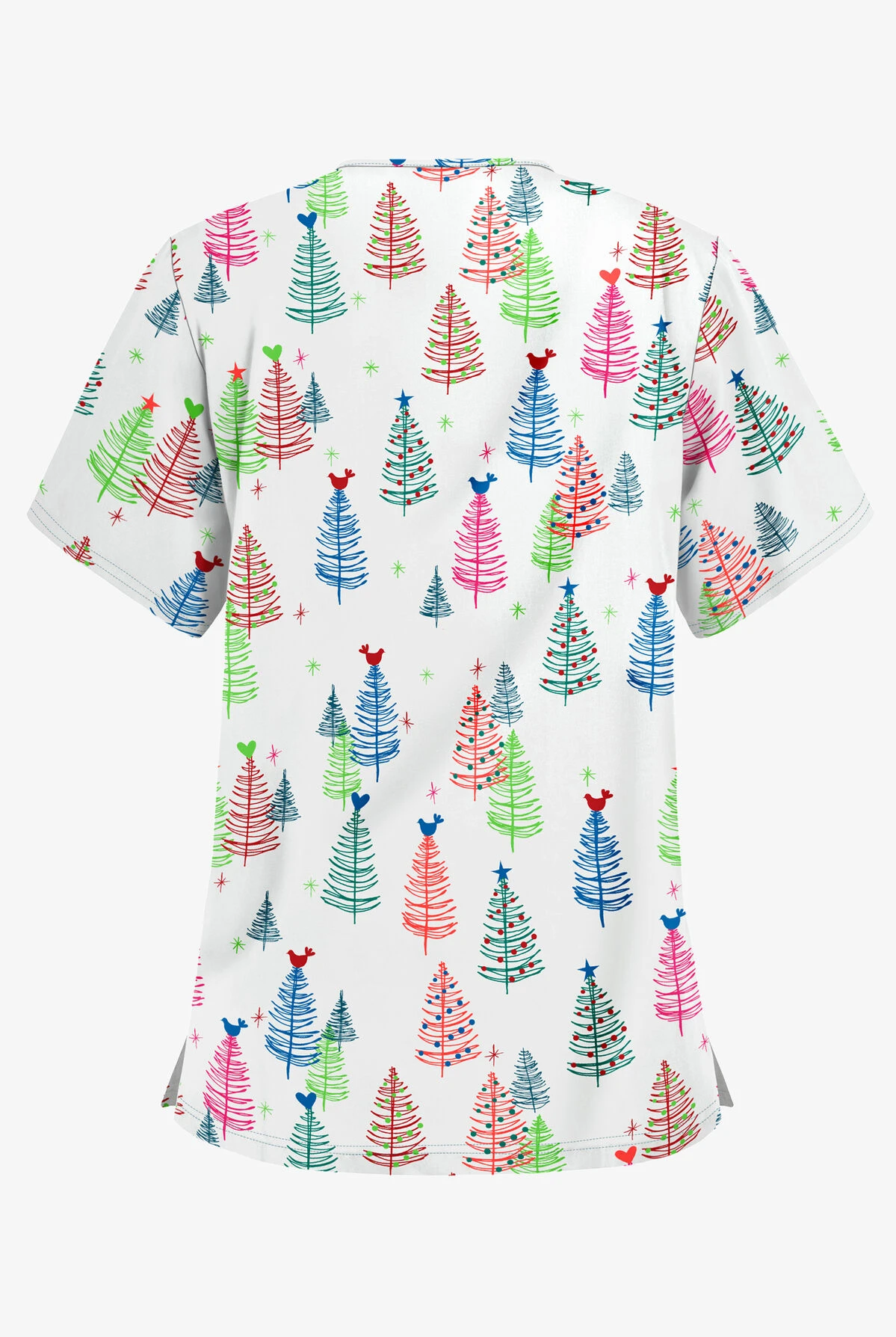 Butter-Soft Joy Forest Women's 3-Pocket V-Neck Print Scrub Top 2 Butter-Soft Joy Forest Women's 3-Pocket V-Neck Print Scrub Top - Image 2