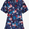 UA Best Buy Celebration Time Navy Women's 3-Pocket V-Neck Print Scrub Top