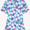 Butter-Soft Snowman Party Ceil Women's 3-Pocket V-Neck Print Scrub Top