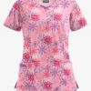 Butter-Soft Frozen Night Blush Women's 3-Pocket Criss Cross Print Scrub Top