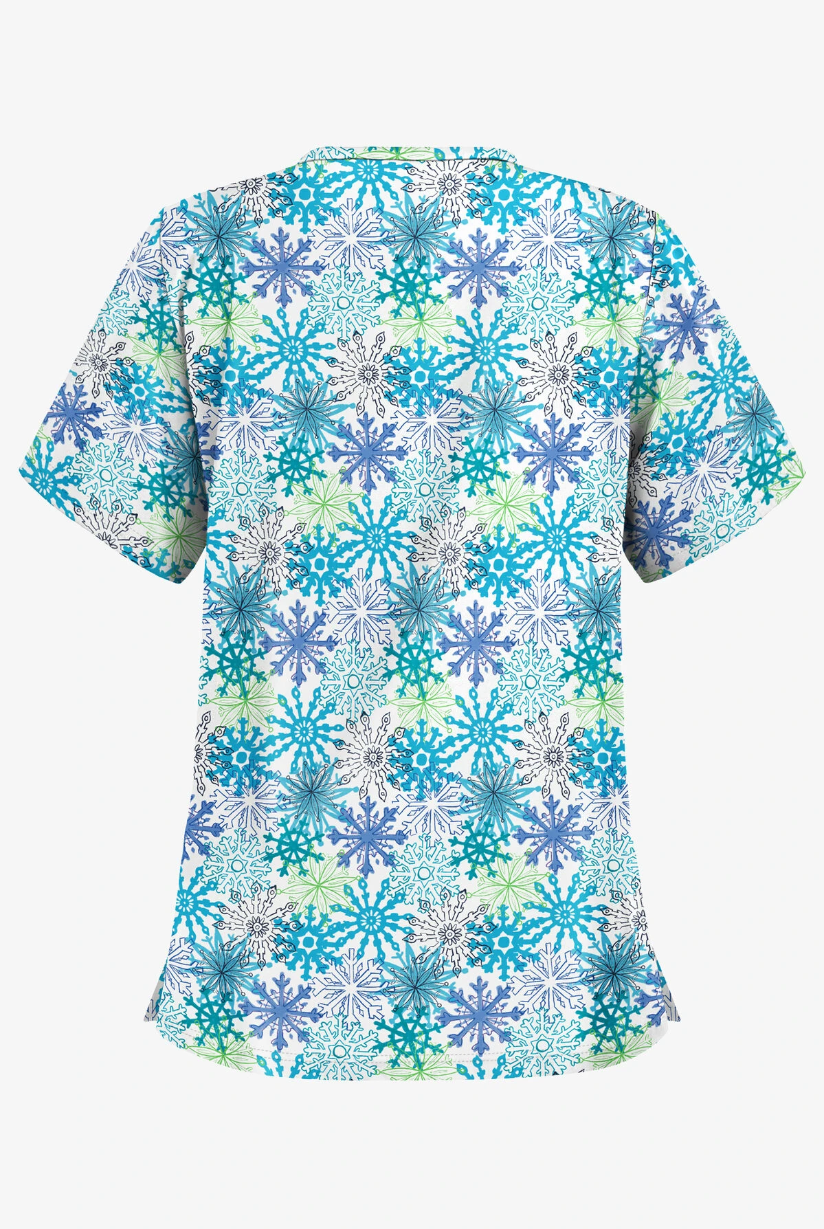 Butter-Soft Frozen Night Women's 2-Pocket Relaxed Fit V-Neck Print Scrub Top 2 Butter-Soft Frozen Night Women's 2-Pocket Relaxed Fit V-Neck Print Scrub Top - Image 2