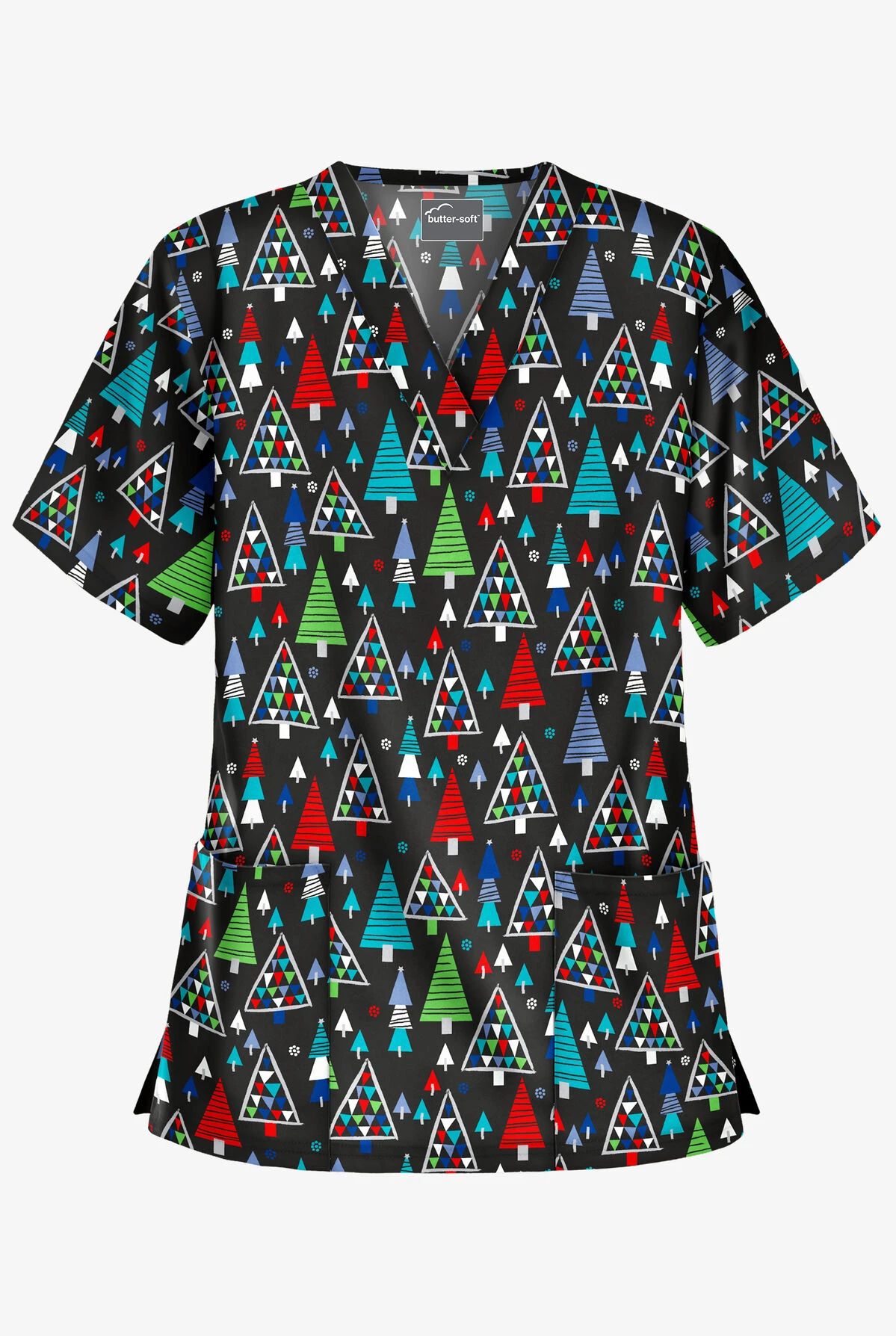 Butter-Soft X-Mas Park Women's 2-Pocket Relaxed Fit V-Neck Print Scrub Top 1 Butter-Soft X-Mas Park Women's 2-Pocket Relaxed Fit V-Neck Print Scrub Top
