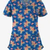 Butter-Soft Cookie Angel Royal Women's 5-Pocket Rounded V-Neck Print Scrub Top