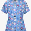 Butter-Soft Holiday Party Ceil Women's 2-Pocket Mock Wrap Print Scrub Top