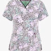 Healing Hands Wild Beauty Animal Women's 3-Pocket STRETCH V-Neck Print Scrub Top
