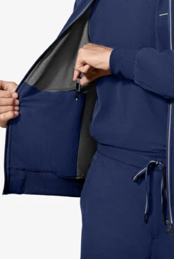 Healing Hands 360 Samuel Men's 6-Pocket STRETCH Zip-Up Bomber Scrub Jacket -Cherokee Shop HE5350 NAVY 4