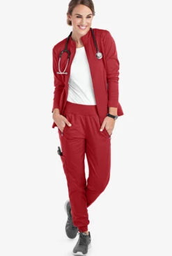 Healing Hands Purple Label Tara Women's 6-Pocket STRETCH Jogger Cargo Scrub Pants -Cherokee Shop HE9233 RED 3