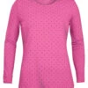 Heartsoul Let's Polka Dot Pink Party Women's Knit Underscrubs Jr. Fit Long Sleeve Scrub Tee