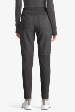 Cherokee Infinity Women's 5-Pocket STRETCH Rib-Knit Detail High-Rise Slim Leg Scrub Pants -Cherokee Shop IN067 092523 PEWTE 3