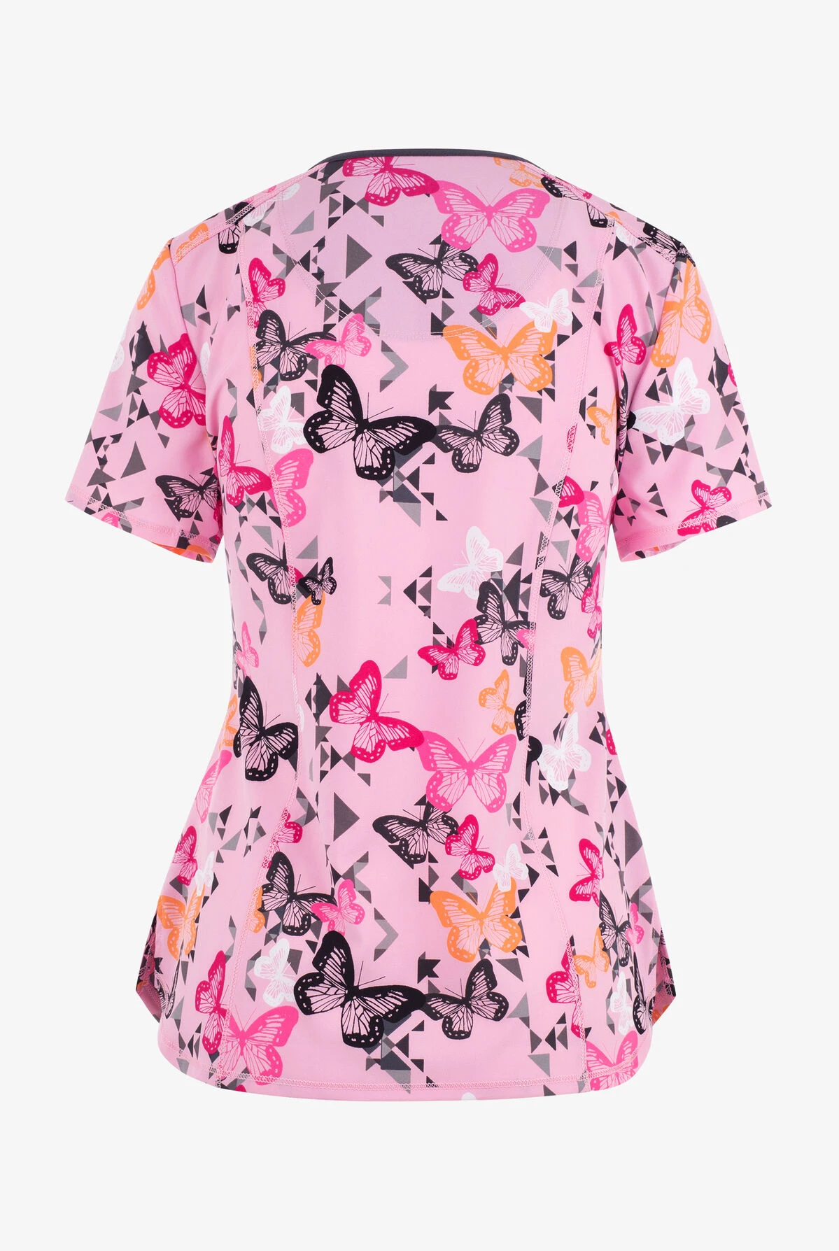 Cherokee Infinity Geo Flutter Butterfly Women's 2-Pocket STRETCH V-Neck Print Scrub Top 2 Cherokee Infinity Geo Flutter Butterfly Women's 2-Pocket STRETCH V-Neck Print Scrub Top - Image 2