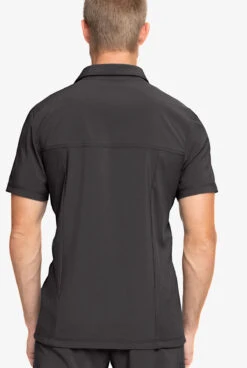 Cherokee Infinity Men's 1 Zippered Pocket STRETCH Rib-Knit Polo Scrub Top -Cherokee Shop IN825 PEWTE 3