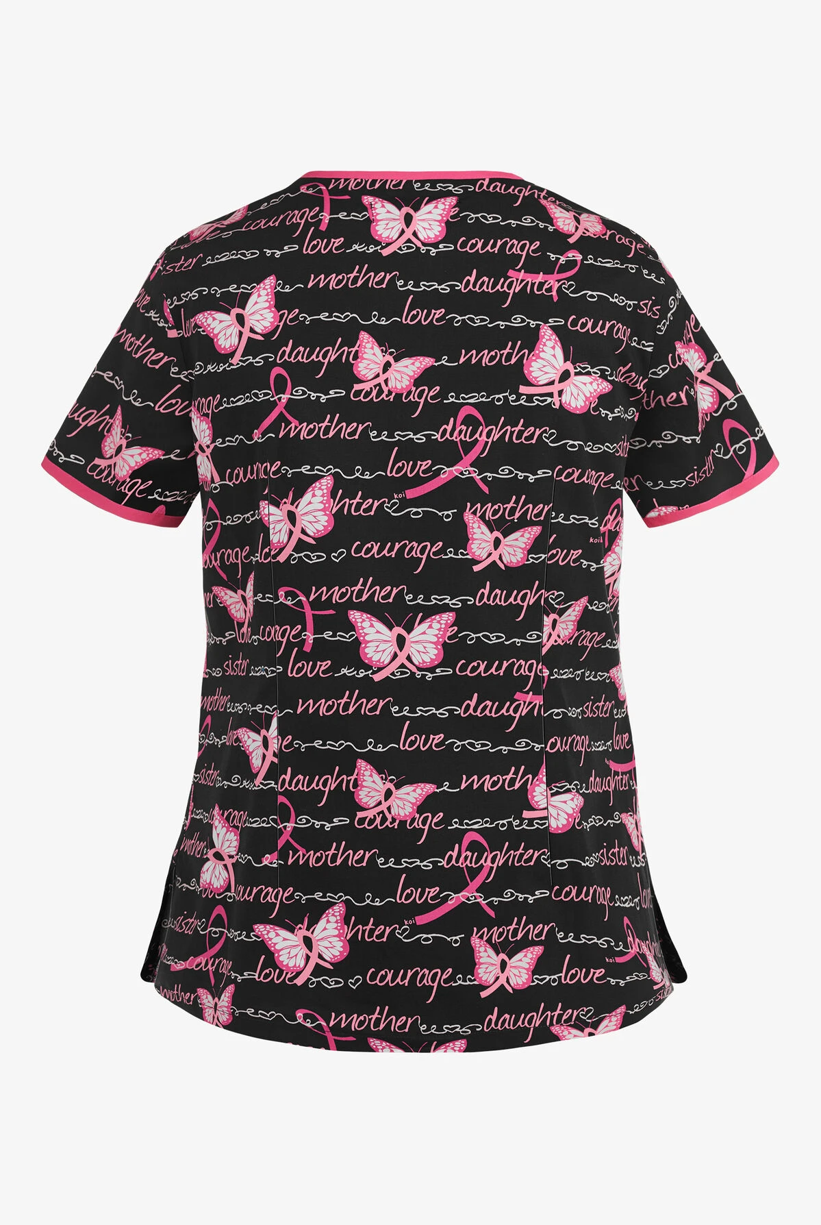 Koi Butterfly & Words Fashion Eve Women's 2-Pocket Y-Neck Print Scrub Top 2 Koi Butterfly & Words Fashion Eve Women's 2-Pocket Y-Neck Print Scrub Top - Image 2