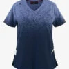 Koi Basics Cali Ombre Heather Galaxy/ Navy V Neck Print Scrub Top