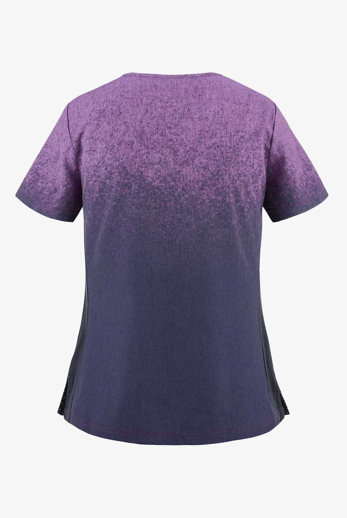 Koi Basics Heather Wisteria/Charcoal Women's 2-Pocket Ombre Print Scrub Top 2 Koi Basics Heather Wisteria/Charcoal Women's 2-Pocket Ombre Print Scrub Top - Image 2