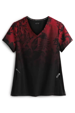 Koi Lite⢠Eastern Dreams Ruby Ombre Women's 2-Pocket V-Neck Print Scrub Top
