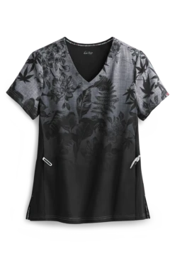 Koi Lite⢠Eastern Dreams Platinum Ombre Women's 2-Pocket V-Neck Print Scrub Top