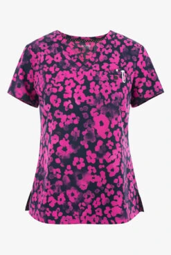 Koi Next Gen Cheetah Azalea Women's 2-Pocket STRETCH V-Neck Print Scrub Top